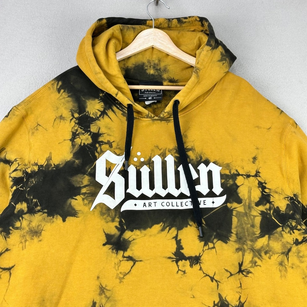 Sullen Art Collective Hoodie Mens 4X Yellow Tie Dye Pullover Graphic‎ Tattoo Art